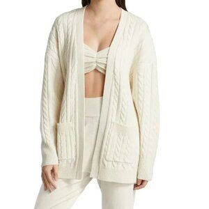 Ronny Kobo Sweater Womens Extra Small Ivory Oversized Wool Cashmere Cardigan